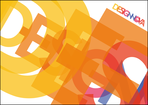 Front of the postcard with many colourful letters