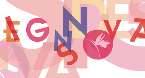 multi-coloured letters are flying inb space