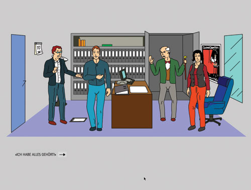 an old man jumps out of a closet