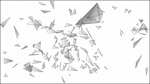 the logo dissolves into 3D-shapes