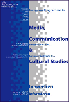 a white-blue divided poster with only typography and pixel effects