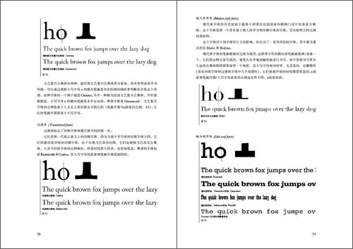 a page showing western typefaces and their serif shapes