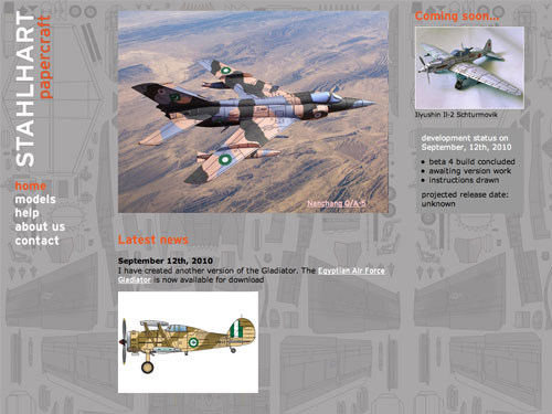 a grey website with images of aircraft