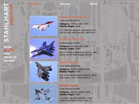 a grey page with a list of planes with images