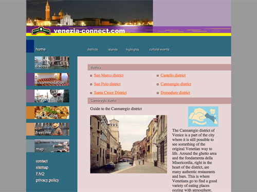 a website in turquoise-violet tones
