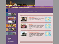 a website in violet tones tones with a list of buildings