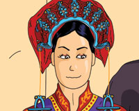 A woman in traditional chinese wedding dress