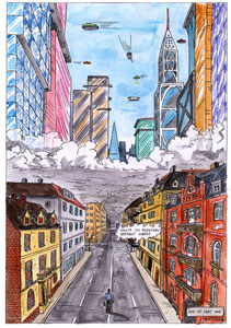 Above and below a cloud layer are two separate cities