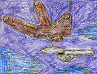 two spaceships rendezvous in space